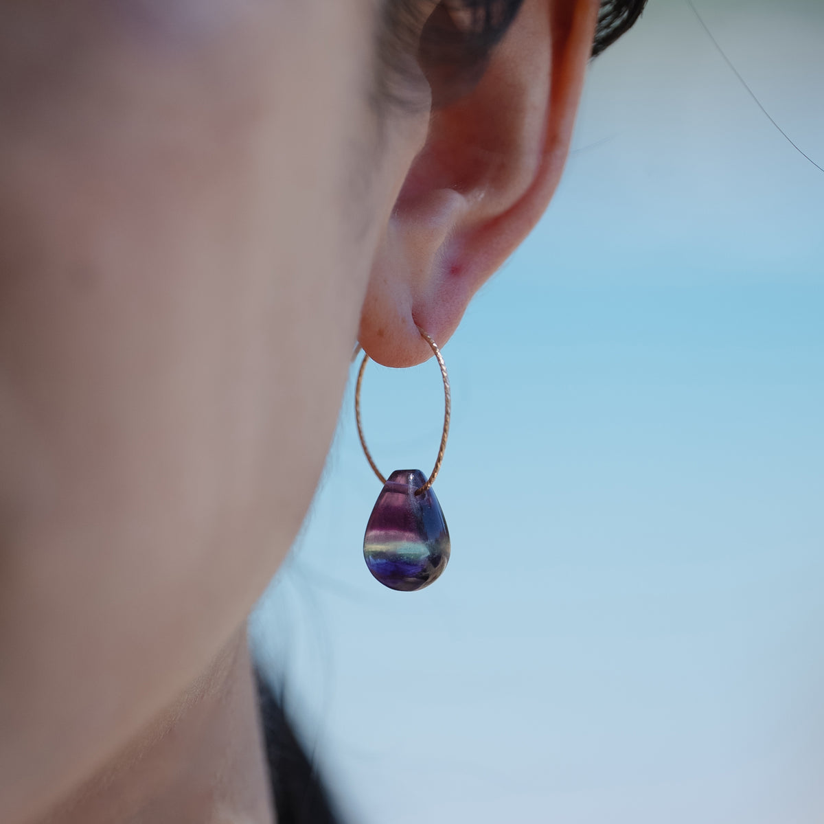 フローライトフープピアス|SUNSET PURPLE