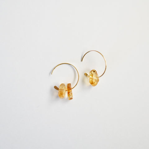 シトリンフープピアス