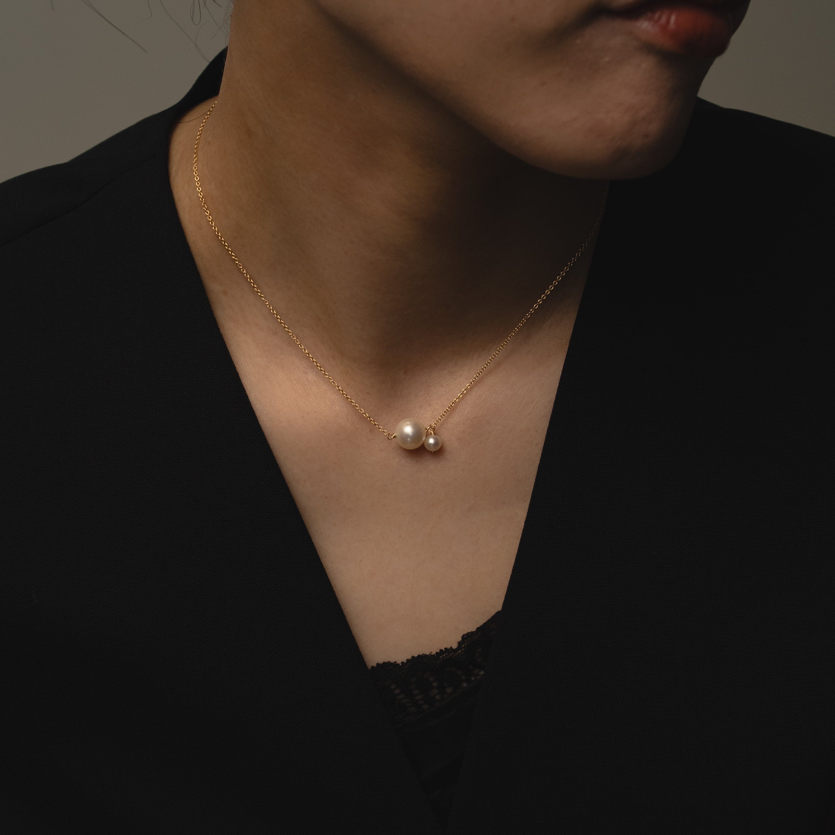 Floating Twin Pearl Necklace