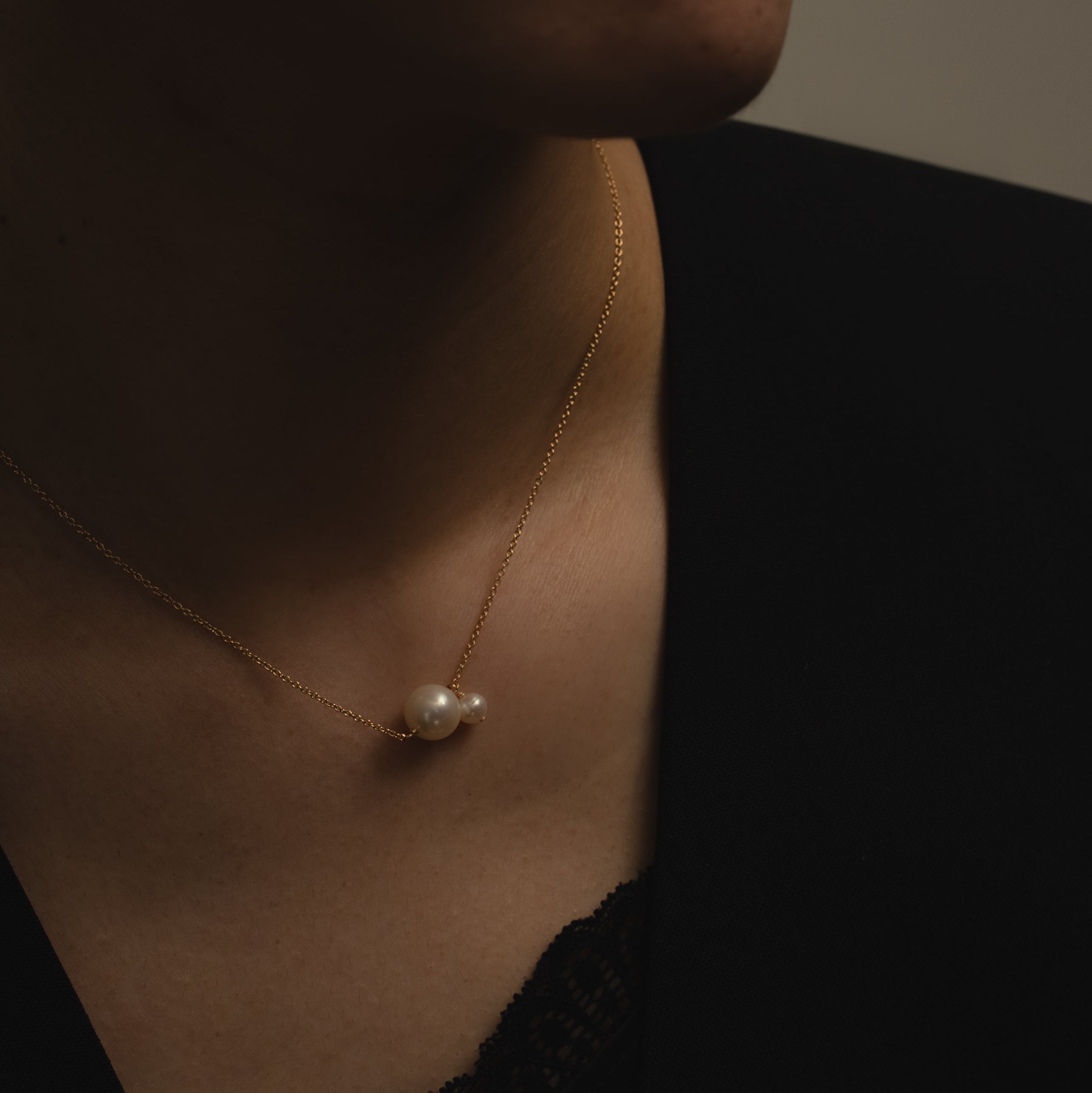 Floating Twin Pearl Necklace