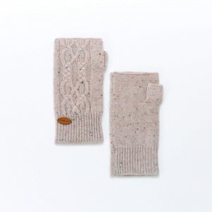 カシミヤ100% 指ぬきリブ編み手袋